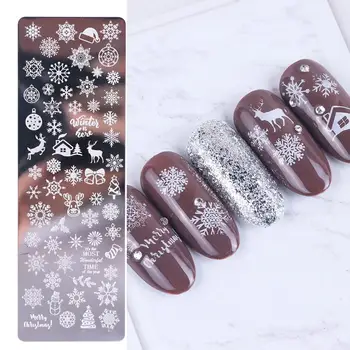 1 Комплект гумени Печати за нокти Плоча за нокти Лак за нокти Печат на Листата на Цвете Ловец на сънища Снежинка Коледна Щанцоване Стъргало Гъба