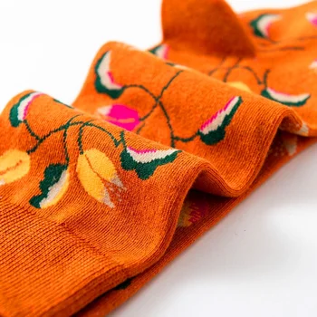 1 Чифт женски чорапи Мультяшная куче Октопод Цвете растение Kawai Забавен Всекидневни женски хлопчатобумажный чорап Трикотаж носочные на продукта Градинска облекло Harajuku Экипажный чорап