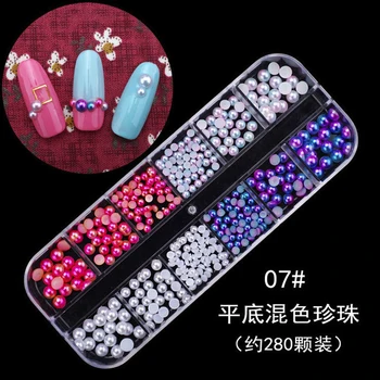 12 комплекти от 16 стилове 3D нокти планински кристал, блясък на метал перлени пайети технология аксесоари за маникюр за нокти