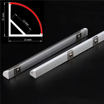 2-30 бр/много 0,5 м/бр алуминиев профил с ъгъл от 45 градуса за 3528 smd 5050 5630 led ленти Млечно-бял/прозрачен канал ленти покритие