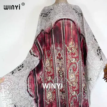 2021 Близкия Изток Дубай Африка Дрехи памук празник Секси Ежедневна рокля с принтом във формата на главата на тигър през Зимата Макси Бохемия Елегантна рокля