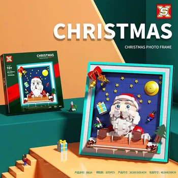 2021 Нов Човечето Къщичка на Дядо Коледа Коледна Елха Шейна с Елени Строителни Блокове Забавни Играчки за Коледни подаръци