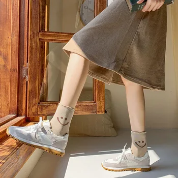 3 Чифта/комплект зимни женски емотикони Дебели чорапи Harajuku Комбинираната подшитые Висококачествени вълнени модни чорапи памук