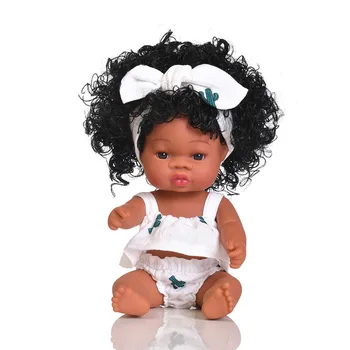 35 СМ Подмладена Черни Кукла Играчка за баня Детска Силиконова Мека Детска Африканска Възстановената Кукла Играчки за момичета Детски подарък Коледен подарък