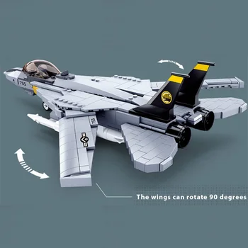 404 бр. Военен F14 Боец Блок Набор от САЩ Модел самолет Tomcat Модерна Военна Строителна Тухлена Играчка За деца