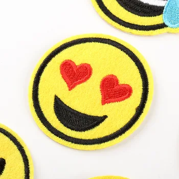 5 бр. жълт сладко израз на усмихнато лице облекло бродерия кръпка етикети гладене кръпка етикети облекло карикатура усмивка икони