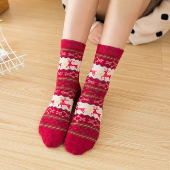 5 Двойки Лот Комплект опаковка от Дамски чорапи Зимни Ретро Вълнени чорапи Сгъстено Топло в Национален стил Народен Коледен подарък на поръчка Качество