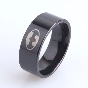 8 мм черен плосък пръстен за отпечатъци от неръждаема стомана 316L, за жени и мъже на едро