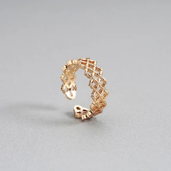 Cxwind Модни кухи Геометрични пръстени За жени Метален Чар Квадратно сетчатое пръстен на Бохемската Сватба Златист Цвят Бижута Подарък за парти