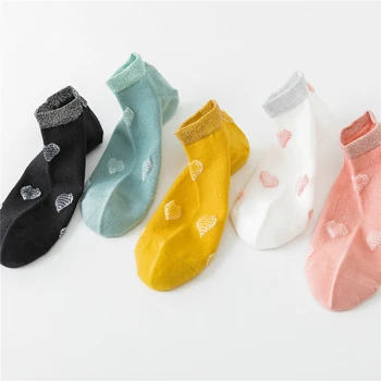 INS свежо сърцето си за любовта блестящи чорапи в стил мори за момичета щастливи чорапи-меки летни художествени бонбони цвят чисти памучни чорапи с дишаща мрежа