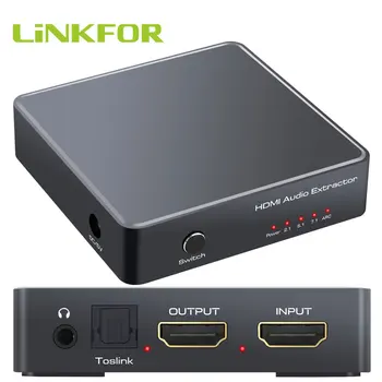 LiNKFOR 4K, HDMI, Аудио Екстрактор HDMI към HDMI, Optical TOSLINK SPDIF и 3,5 мм Аналогов Стерео Аудио Конвертор Адаптер Поддръжка на 3D
