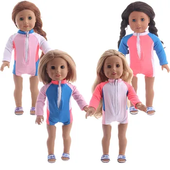 Luckdoll Най-добре продаваният Облекло за кукли Бански Облекла за защита срещу слънцето, е Подходящ за 18 инча Американската 43 см Дрехи за кукли с Аксесоари