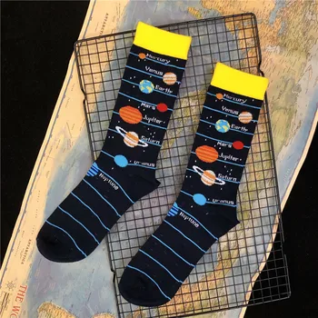 Mewgulf В Едни и Същи Памучни Чорапи Екипажа Планета на Слънчевата Система Меркурий Венера Земя Марс Юпитер Сатурн Уран Нептун Градинска Мода Сокс