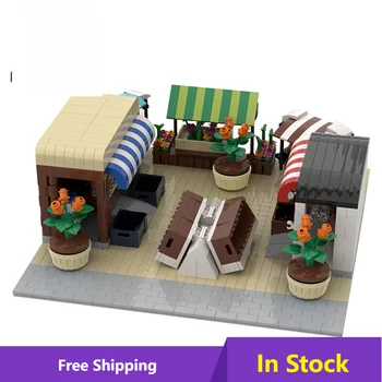 MOC Сам Уличен Магазин Модулни на Пазара на Строителни Комплекти Блокове Комплекти Сцени Архитектура Детски Играчки Вид на пазара за детски подарък