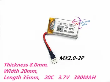 MX2.0-2P 802035 3,7 380 mah литиево-полимерна батерия 802035 акумулаторна батерия за хеликоптер, безпилотен, въздухоплавателни средства