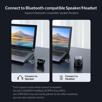 ORICO USB Bluetooth-Съвместими Ключ 5.0 Адаптер Музикален Аудиоприемник Предавател Поддръжка на Windows 7/8/10 за Преносими КОМПЮТРИ Говорител