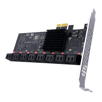 PCIE 1X SATA III 16-Портов карта за разширяване 16 Конвертор за SATA 3,0 6 Gbit / s Поддържа хард дискове и ssd дискове за майнинга Чиа