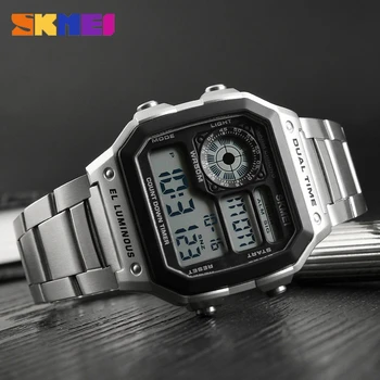 SKMEI Reloj Deportivo Цифров мъжки часовник Водоустойчив Мъжки Спортни часовници-Спортни ръчни часовници е от неръждаема Стомана Relojes Deportivos Zegarek