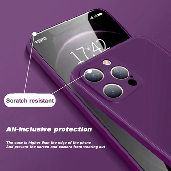 Sumgo 2021 Квадратен Течен Силиконов Калъф за iPhone 13 12 11 Pro Max Mini XS X XR 7 8 Plus SE 2020 Пълен Защитен калъф за обектив
