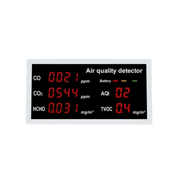 W17 мониторинг на качеството на въздуха в помещенията на Акумулаторна батерия CO CO2 HCHO TVOC AQI Детектор на CO2 Измерване на емисии мониторинг на качеството на въздуха