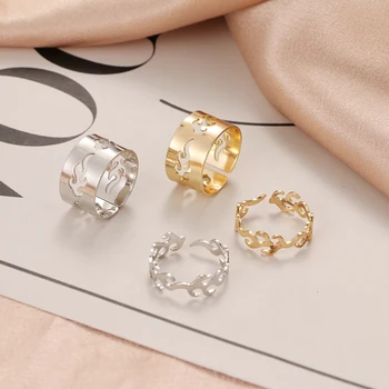 ZOVOLI Модни Златни пръстени с пламък, За жени и За мъже Двойка пръстени за влюбени, Определени за приятелство Сватба Сватбени Открити пръстени 2021 Бижута