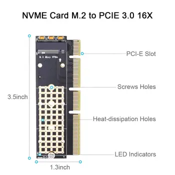 Адаптер Поддръжка на PCIe X4x8x16 Слот Onvian M. 2 NVMe Адаптер SSD За карта PCIe M2 Ключ M Шофьор с Силиконовата Охлаждаща Подложка Твърд Диск