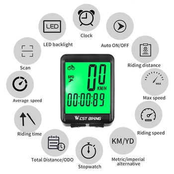 Безжична Кабелна Велосипеден Компютър Водоустойчив МТВ Велосипед Километража Хронометър измерване на Скоростта Часовници LED Цифрова Скорост на Велосипедни Аксесоари