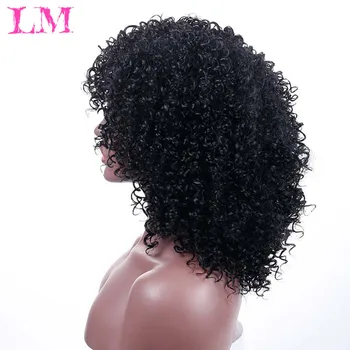 Бразилски перуки LiangMo Къси Дълбоки Къдрава изкуствена Коса, Перуки За черни жени Къса перуки Боб Отпред Естествен Цвят Перуки Средната Част на