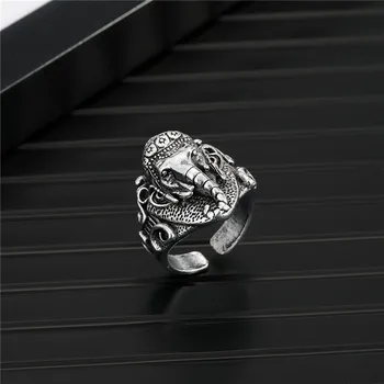 Винтажное пръстен със слон-дракон Властное Китайското пръстен с дракон за мъже, Хип-хоп, Рок-пръстен с виртуален скелет Модни бижута, Подаръци, с възможност за промяна на размера