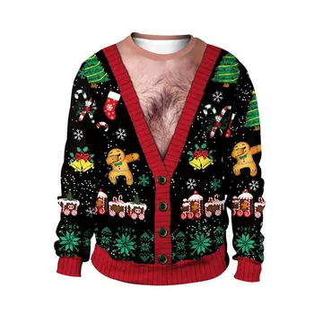 Грозен Коледен Пуловер Празнични Украсени С Празнични Пуловери Мъже, Жени Кръгъл Отвор Коледна Hoody Пуловер Коледни Скок Върховете