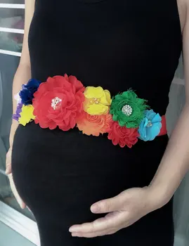 Дамски елегантни сатен декорация от лента с колан за бъдещи партита, декорация колан за снимки, цветя перли, колан за бременни жени KG11
