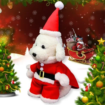 Домашно Куче Котка Коледни костюми, Забавни костюми на Дядо Коледа, за кучета, Котки Зимно топло облекло от памук за кучета Коледно облекло за кучета