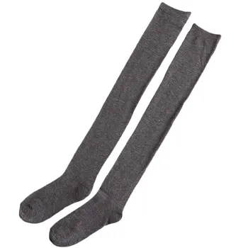 Дълги памучни дамски чорапи Топло до Бедрото Над Коляното Черен Бял Сив Цвят Дълги Чорапи за момичета