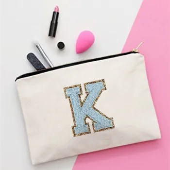 Женска синя буква H с принтом косметичка за грим Модни дамски косметичка-органайзер Чанта за пътуване Колоритен чанта за съхранение на дамска чанта