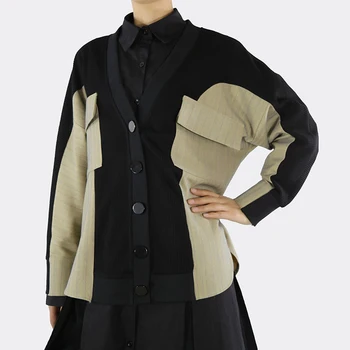 [ИАЛ] Женска черна вельветовая блуза, голям размер с нов ревера, риза с дълъг ръкав свободно размери, Модерен прилив на Пролет Есен 2022 1DE4702