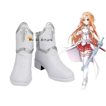 Изкуството на Меча онлайн Юки Асуна Cosplay Обувки Бели Ботуши Ролеви Игри Подпори за Поръчка На Всякакви Размери