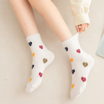 карикатура апликации ягоди чорапи с къдри женски kawaii calcetines mujer harajuku сладко корейски стил Япония дамски памучни чорапи розово calcetas