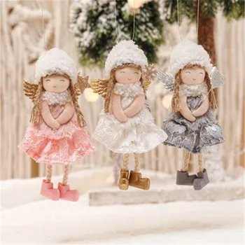Коледна пола с ресни Ски Кукла Ангел Коледна украса за коледната елха Ноел Подарък-Коледна украса за дома Детска играчка Навидад 2022 Нова година