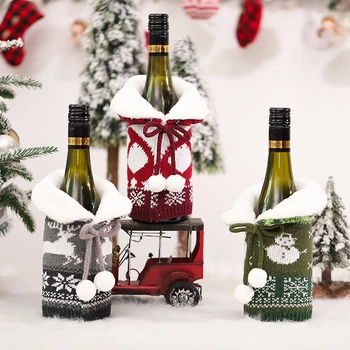 Коледни Подаръчни Пакети Притежателя Коледна Бутилка Вино Прахоустойчив Калъф Коледни Коледна Украса за дома Натального Масата на Нова Година 2022