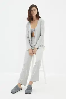 Комплект плетени пижам Trendyol 3'lü с бретельками THMAW22PT0593