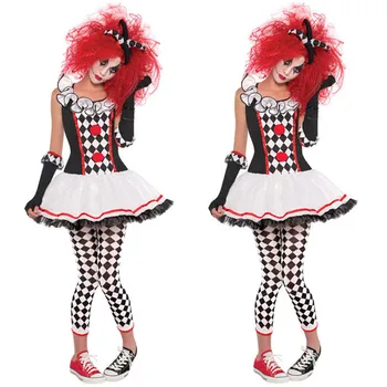 Костюми за Хелоуин за възрастни Забавен Костюм Цирков Клоун Палава Арлекин Униформи Необичайно Облекло за Cosplay за жени