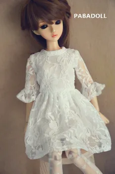 Красиво Бяло дантелено рокля за кукла BJD 1/6 YOSD 1/4 MSD,1/3 SD16 Облекло за кукли CWB96