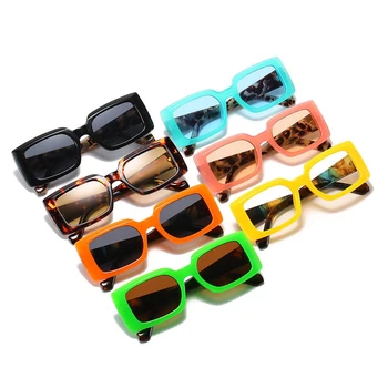 Модни Слънчеви Очила в цветна рамка в Ретро стил Дамски Прозрачни Класически Лещи Правоъгълни Слънчеви Очила с UV400 H6938