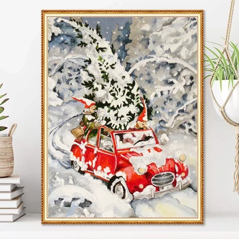 Направи си САМ 5D Диамантена Живопис Коледно Дърво Авто Подарък за кръстат бод Пълна Квадратна Бродерия Мозайката е Художествена картина от страз Декор