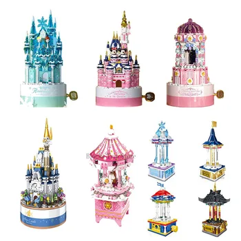 Нов Disney Мини Маус Мики Студен Замък Aisha Модел Музикална Кутия За Бижута Набор От Градивни Елементи За Сглобяване На Играчки, Детски Подаръци За Рожден Ден Момче Момиче