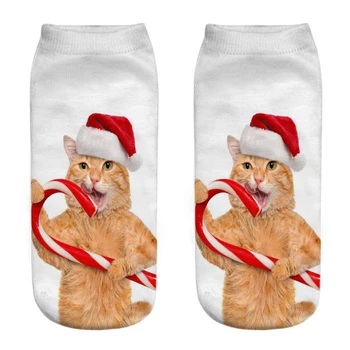 Нов дизайн на 3D Печатни дамски Зимни Коледни чорапи Забавни Творчески Домашни котки с лицето на Унисекс памучни чорапи Harajuku Детски подарък