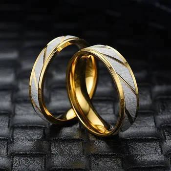 Нов стил е прост тенденция пръстен от неръждаема стомана пара годежен пръстен мода партия цвете шарени пръстен бижута