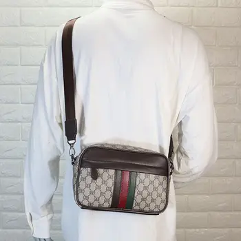 Нова Мода за Мъже Малка квадратна чанта-месинджър Луксозна Брендовый дизайн Кожена чанта през рамото си, през рамо, за мъжки пътна чанта и чантата