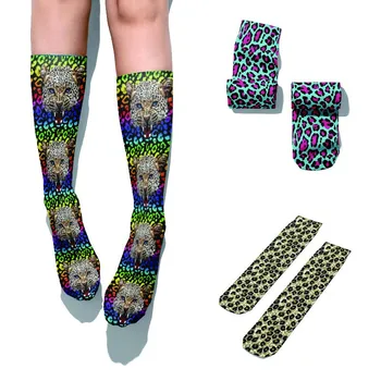 Нова мода Леопардовый принт Леопардовые памучни чорапи за жени, Мъжки Ежедневни дамски чорапи с висока глезените Забавни Kawai Улични есенни чорапи Сокс