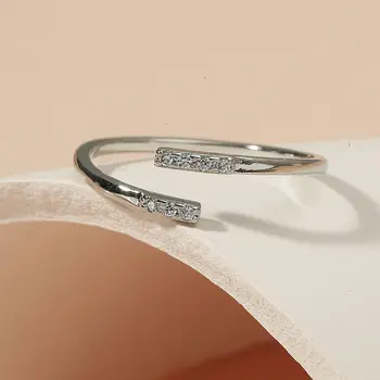 Нови дамски бижута с микро-инкрустация пълен пръстен с диамант ниша S925 пръстени от сребро уникален подарък за момичета